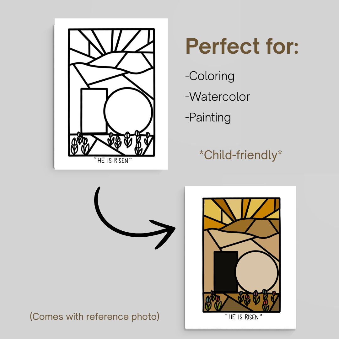 He is Risen Coloring Sheet Digital Download