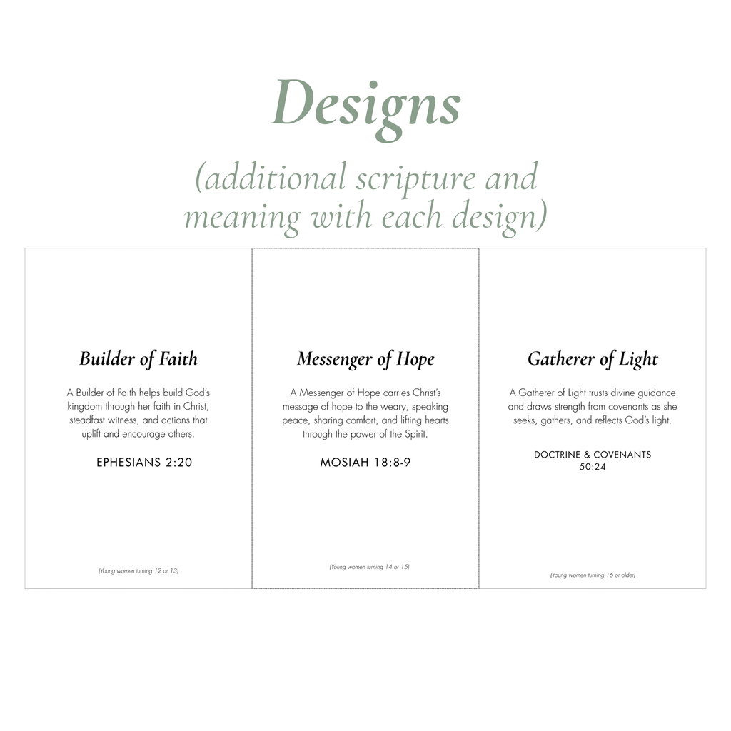 Young Women Class Name Printable | Builder of Faith, Messenger of Hope, Gatherer of Light