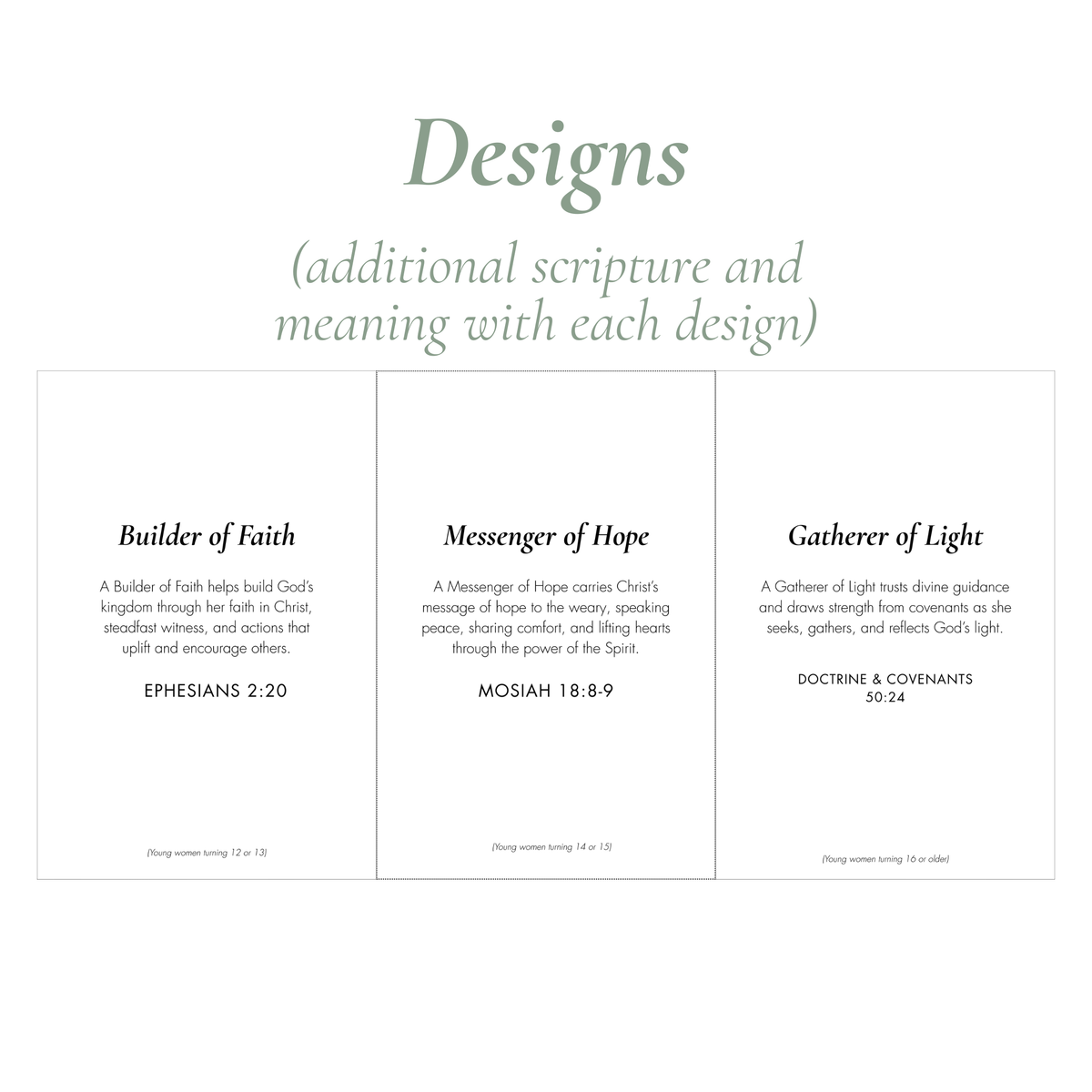 Young Women Class Name Printable | Builder of Faith, Messenger of Hope, Gatherer of Light