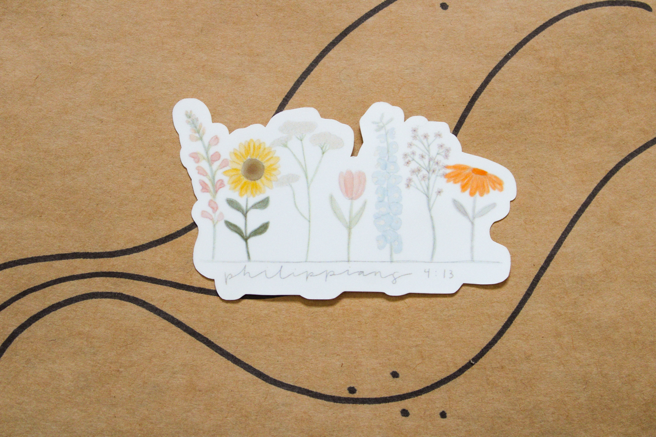 Philippians 4:13 - I Can Do All Things Through Christ (Assorted Flowers) - Sunbeam Stickers