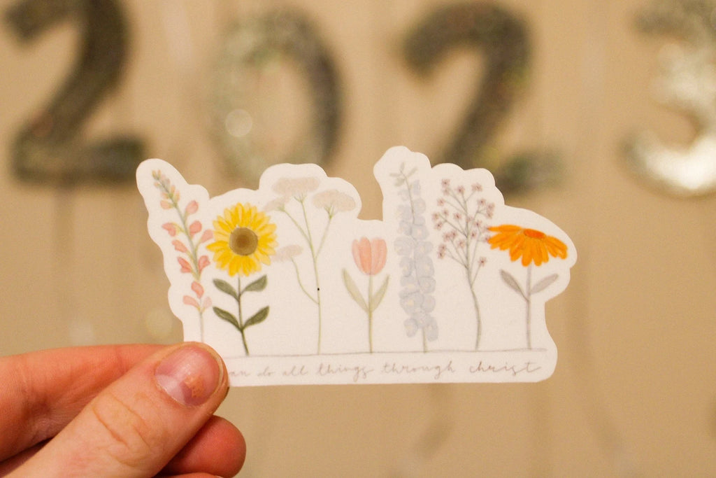 Philippians 4:13 - I Can Do All Things Through Christ (Assorted Flowers) - Sunbeam Stickers
