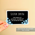 Customizable Flower LDS Missionary Name Tag Sticker - Sunbeam Stickers