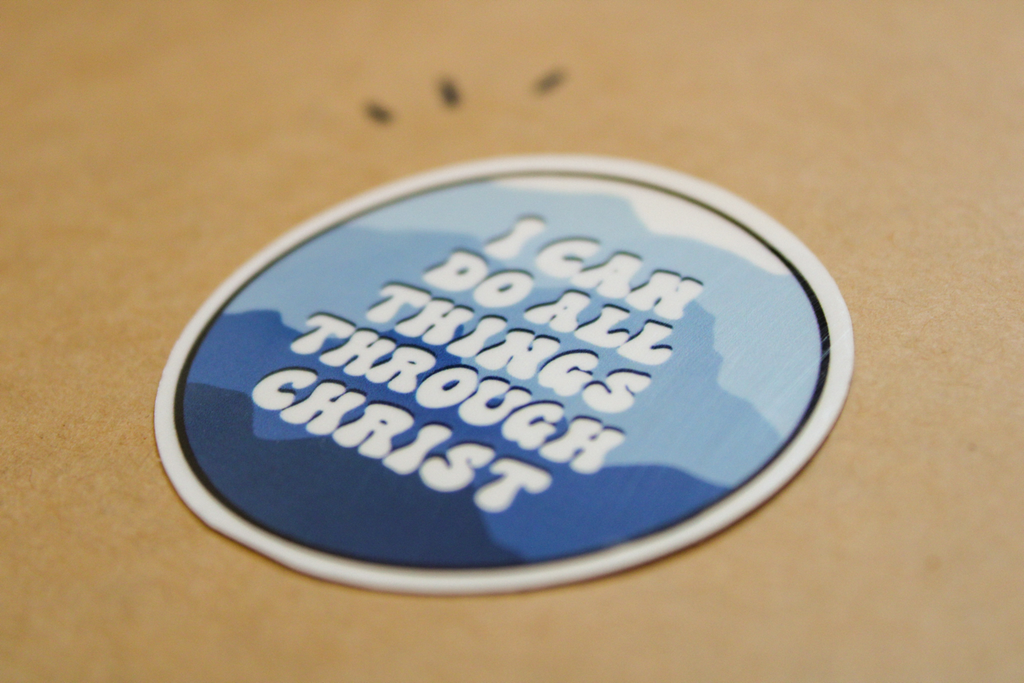 Philippians 4:13 - I Can Do All Things Through Christ (Retro) - Sunbeam Stickers