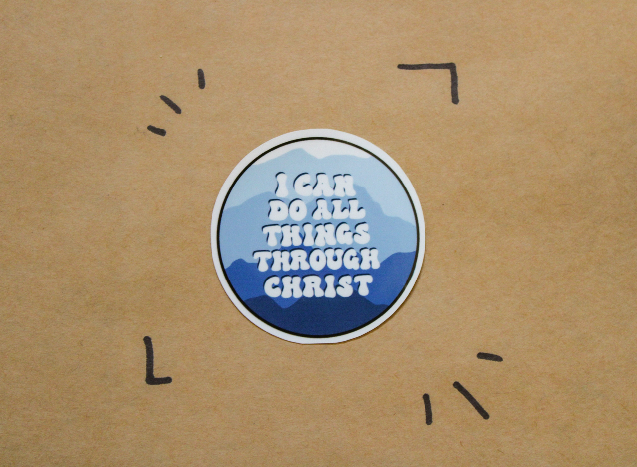 Philippians 4:13 - I Can Do All Things Through Christ (Retro) - Sunbeam Stickers