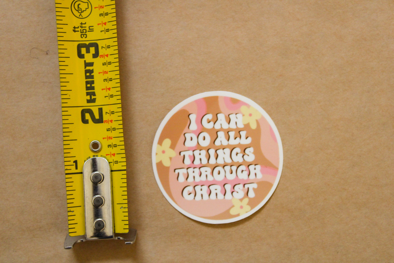 Philippians 4:13 - I Can Do All Things Through Christ (Retro) - Sunbeam Stickers