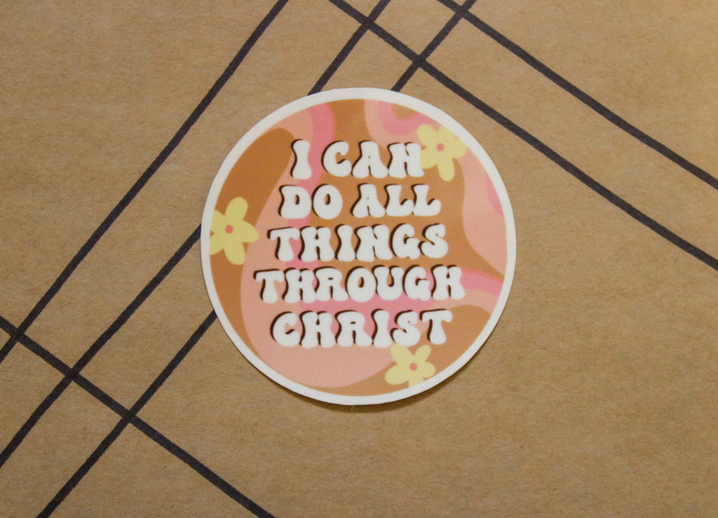Philippians 4:13 - I Can Do All Things Through Christ (Retro) - Sunbeam Stickers