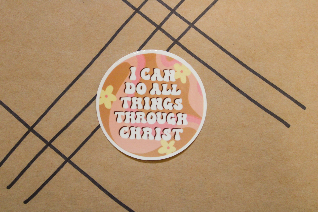 Philippians 4:13 - I Can Do All Things Through Christ (Retro) - Sunbeam Stickers