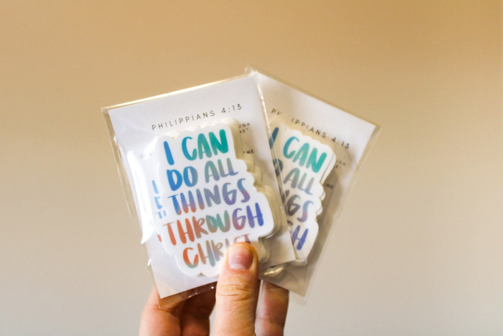Philippians 4:13 - I Can Do All Things Through Christ (Colored Words) - Sunbeam Stickers