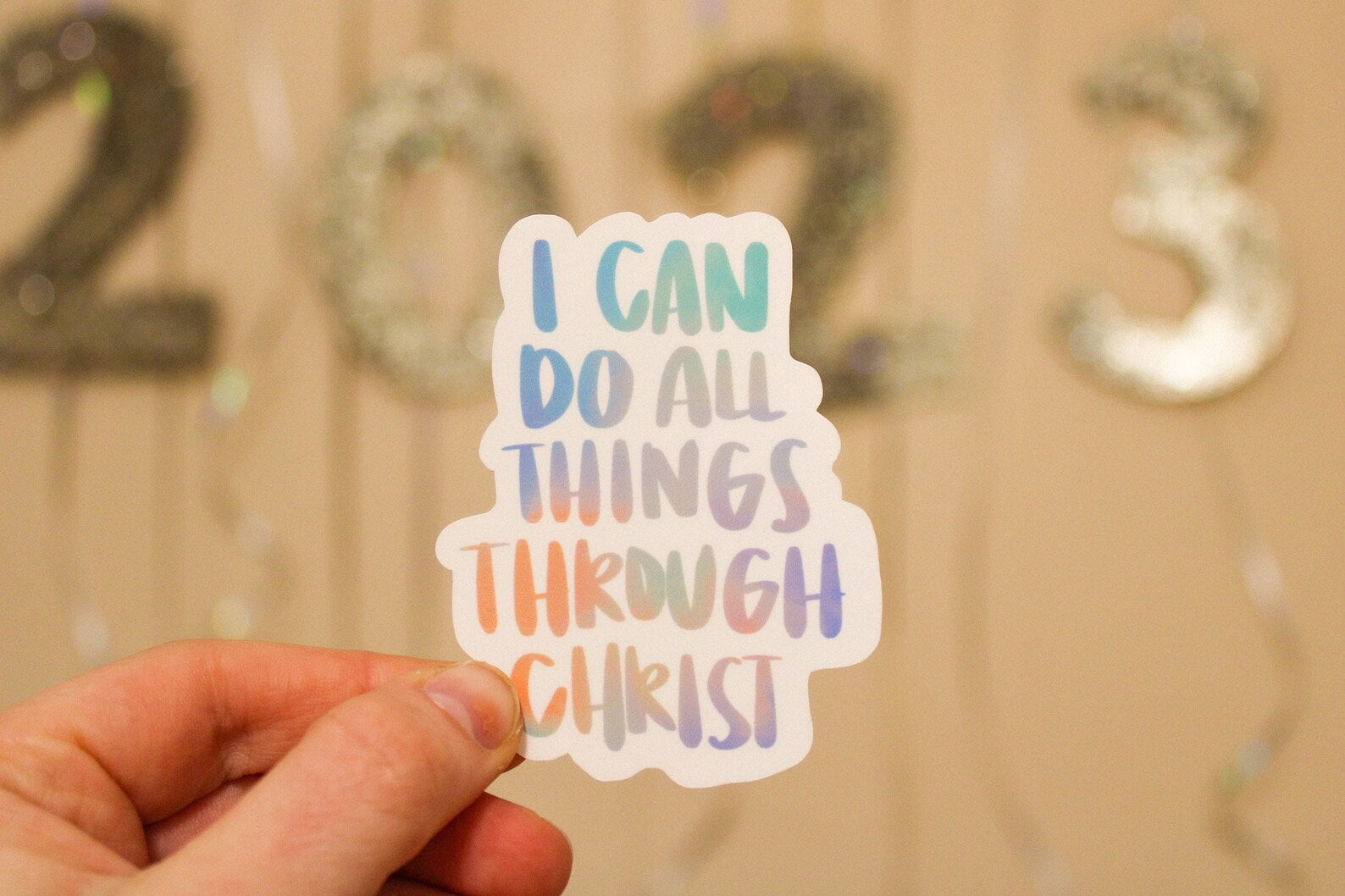 Philippians 4:13 - I Can Do All Things Through Christ (Colored Words) - Sunbeam Stickers